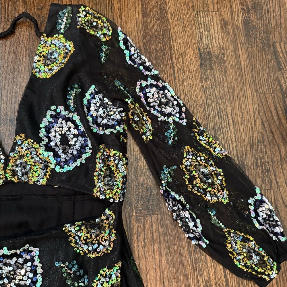 Anthropologie Floral Sequin Dress Let me Be-Q15 - Picture 8 of 14
